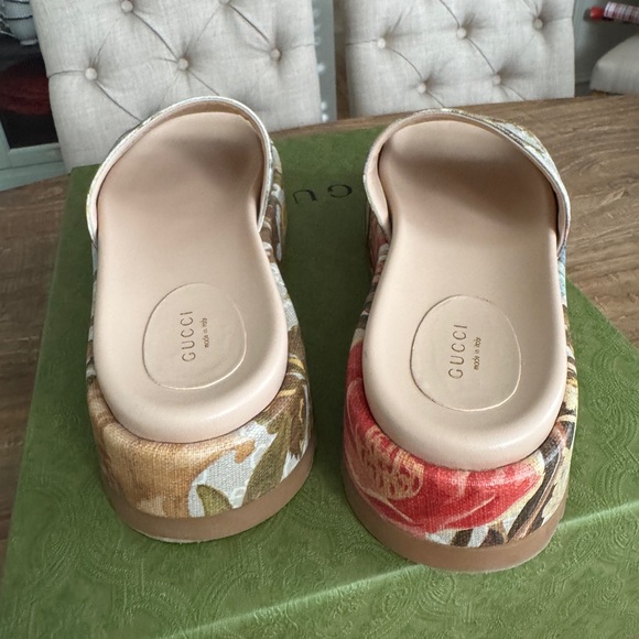 Gucci Flora Multicolor Angelina GG Logo Platform Slide Sandal 41 US W 10.5 - Picture 5 of 9
